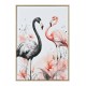 Πίνακας τοίχου φλαμίνγκο σε καμβά με κορνίζα σε χρώμα μπεζ 52.5x2.8x72.5