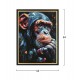 Πίνακας τοίχου πίθηκος σε καμβά με κορνίζα σε χρώμα μαύρο 64x4.5x84