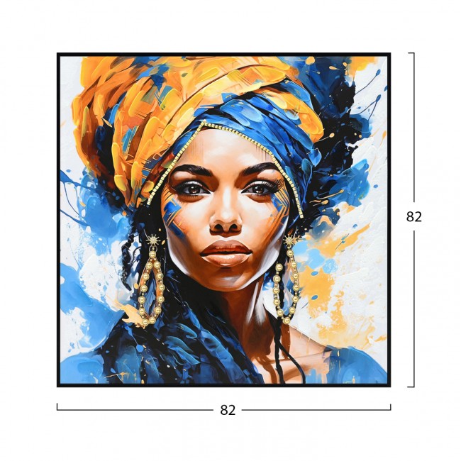 Πίνακας τοίχου γυναικεία φιγούρα σε καμβά με κορνίζα σε χρώμα μαύρο 82x4.5x82