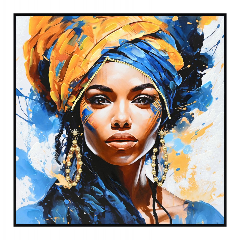 Πίνακας τοίχου γυναικεία φιγούρα σε καμβά με κορνίζα σε χρώμα μαύρο 82x4.5x82