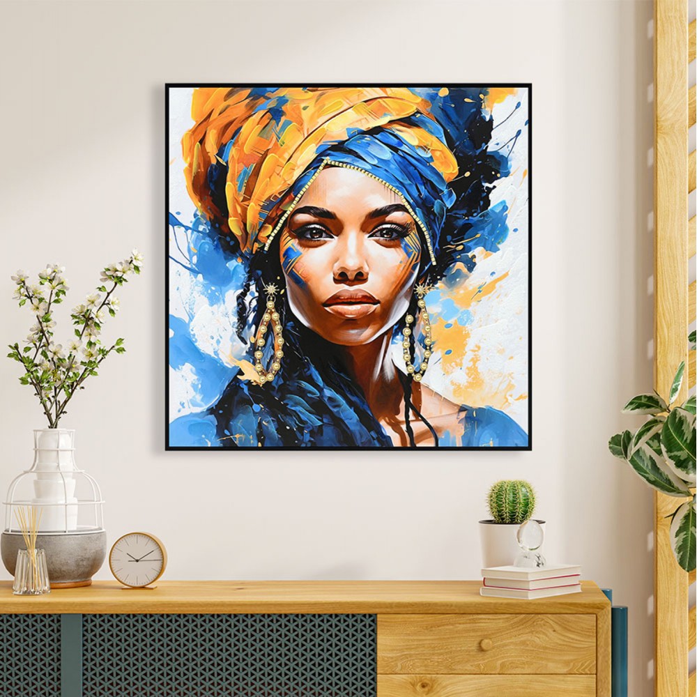 Πίνακας τοίχου γυναικεία φιγούρα σε καμβά με κορνίζα σε χρώμα μαύρο 82x4.5x82