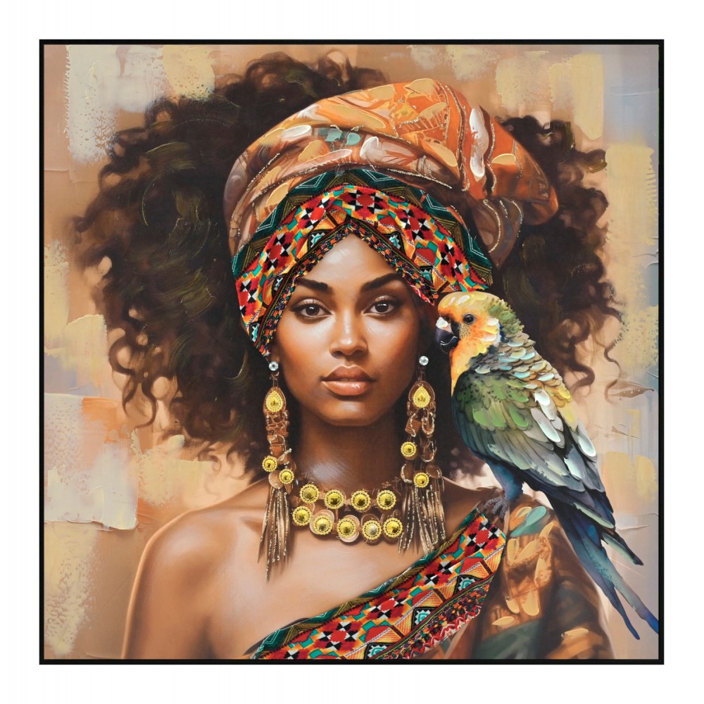 Πίνακας τοίχου γυναικεία φιγούρα σε καμβά με κορνίζα σε χρώμα μαύρο 82x4.5x82