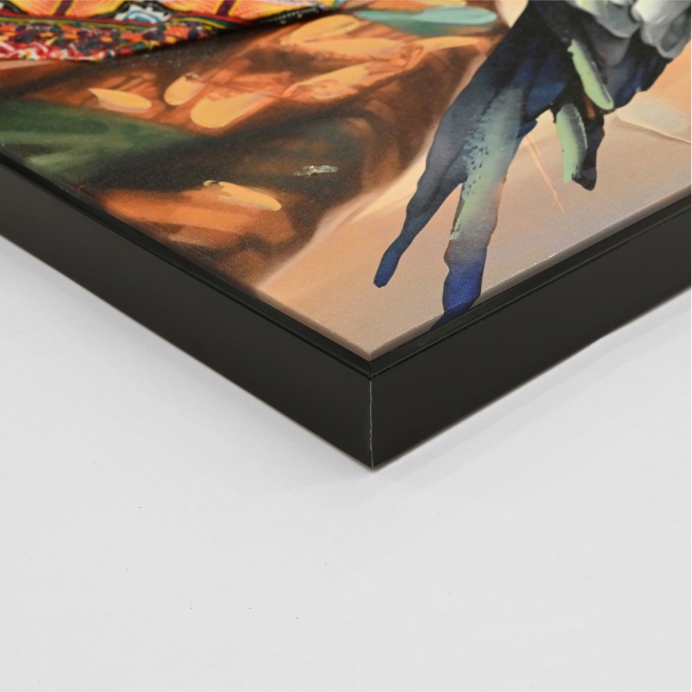 Πίνακας τοίχου γυναικεία φιγούρα σε καμβά με κορνίζα σε χρώμα μαύρο 82x4.5x82