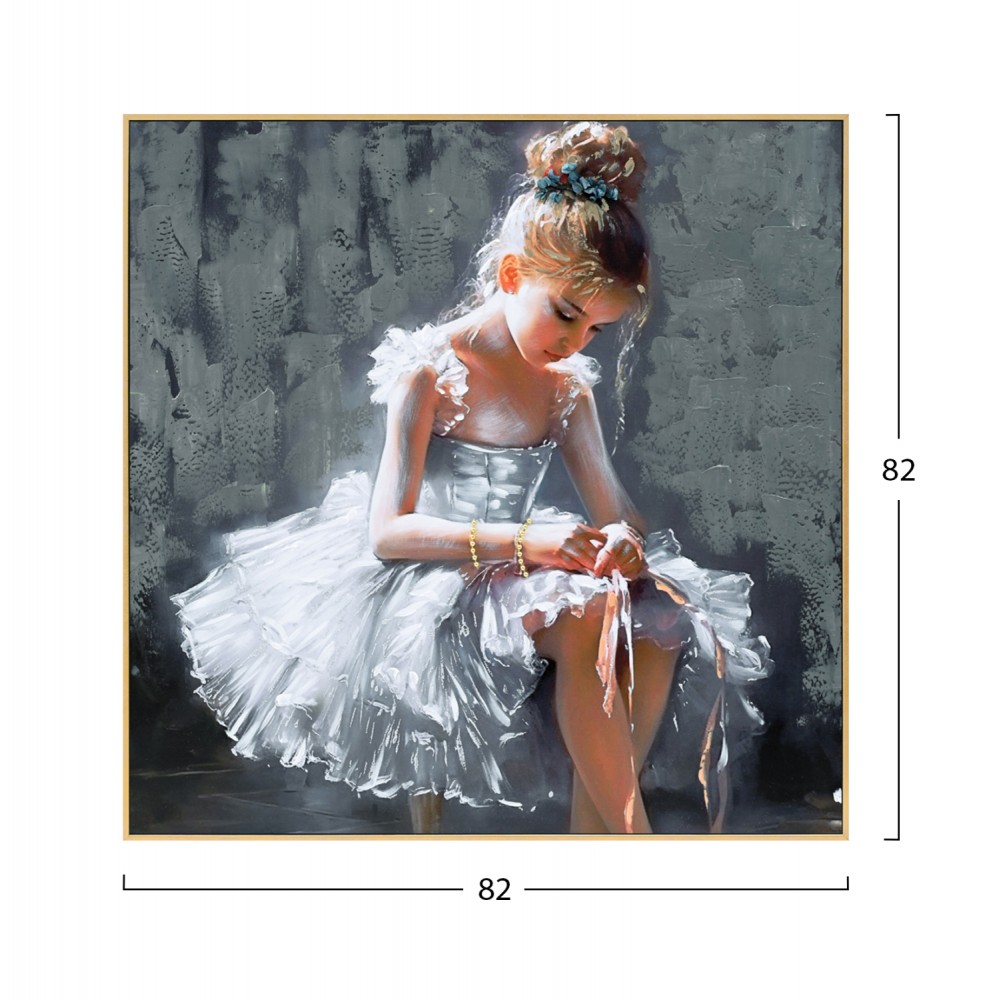Πίνακας τοίχου εικόνα κοριτσιού σε καμβά με κορνίζα σε χρώμα μπεζ 82x4.5x82