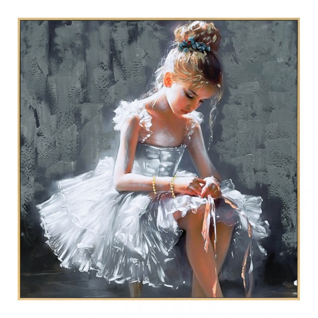 Πίνακας τοίχου εικόνα κοριτσιού σε καμβά με κορνίζα σε χρώμα μπεζ 82x4.5x82