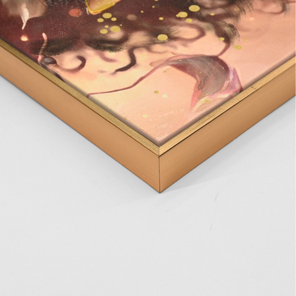 Πίνακας τοίχου γυναικείο πρόσωπο σε καμβά με κορνίζα σε χρώμα μπεζ 122x4.5x82