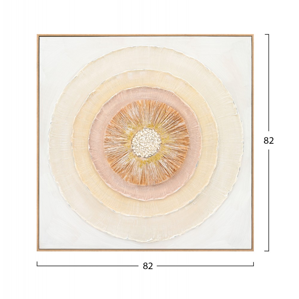 Πίνακας τοίχου κύκλοι σε καμβά με κορνίζα σε χρώμα μπεζ 82x4.5x82