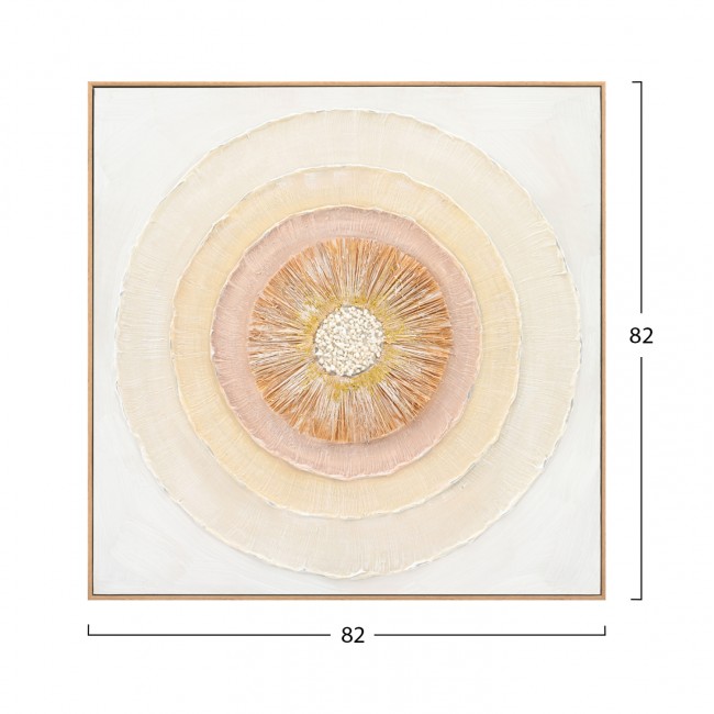 Πίνακας τοίχου κύκλοι σε καμβά με κορνίζα σε χρώμα μπεζ 82x4.5x82