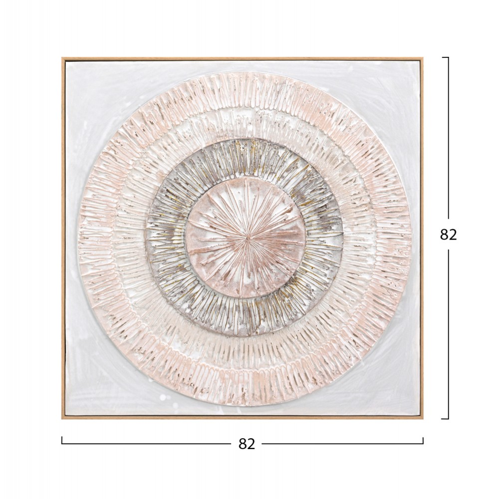 Πίνακας τοίχου 3D χειροποίητοι κύκλοι σε καμβά με κορνίζα σε χρώμα μπεζ 82x4.5Χ82