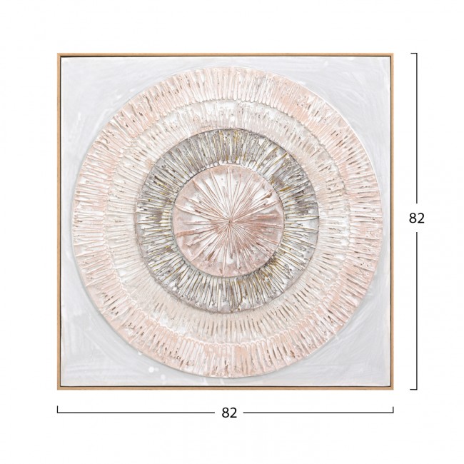 Πίνακας τοίχου 3D χειροποίητοι κύκλοι σε καμβά με κορνίζα σε χρώμα μπεζ 82x4.5Χ82