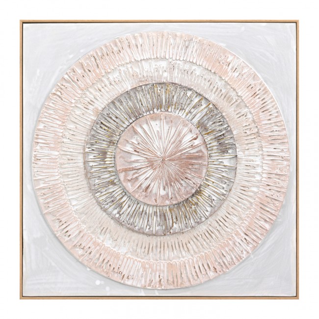 Πίνακας τοίχου 3D χειροποίητοι κύκλοι σε καμβά με κορνίζα σε χρώμα μπεζ 82x4.5Χ82