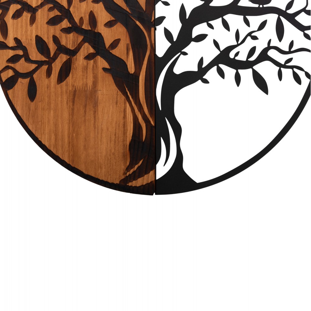 Διακοσμητικό τοίχου από μέταλλο/ξύλο σε χρώμα μαύρο/φυσικό 56.5x3x56.5