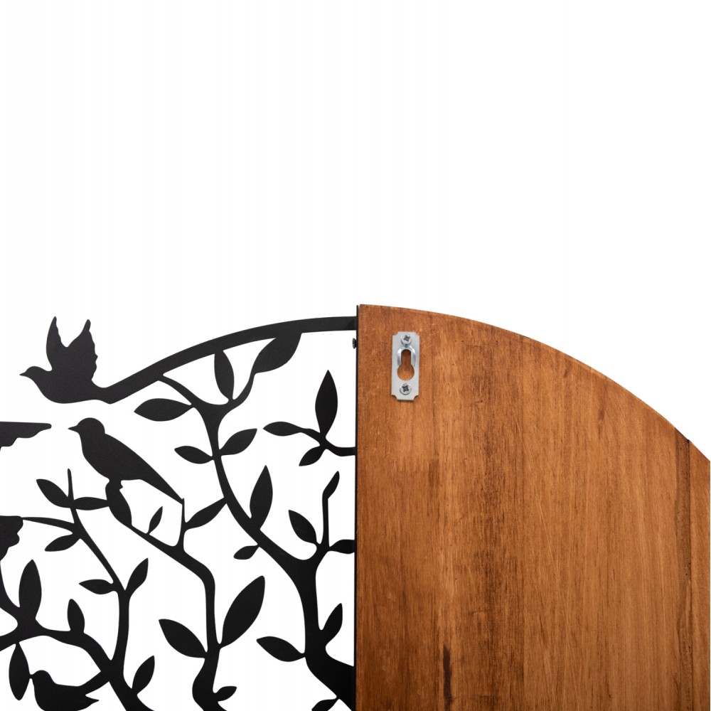 Διακοσμητικό τοίχου από μέταλλο/ξύλο σε χρώμα μαύρο/φυσικό 56.5x3x56.5