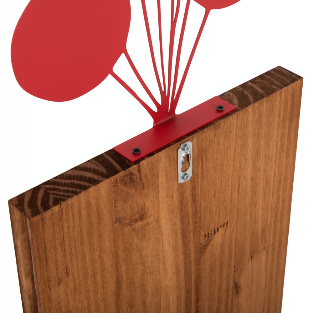 Διακοσμητικό τοίχου κοραλί μπαλόνια από μέταλλο/ξύλο σε χρώμα μαύρο/φυσικό 30x3x99