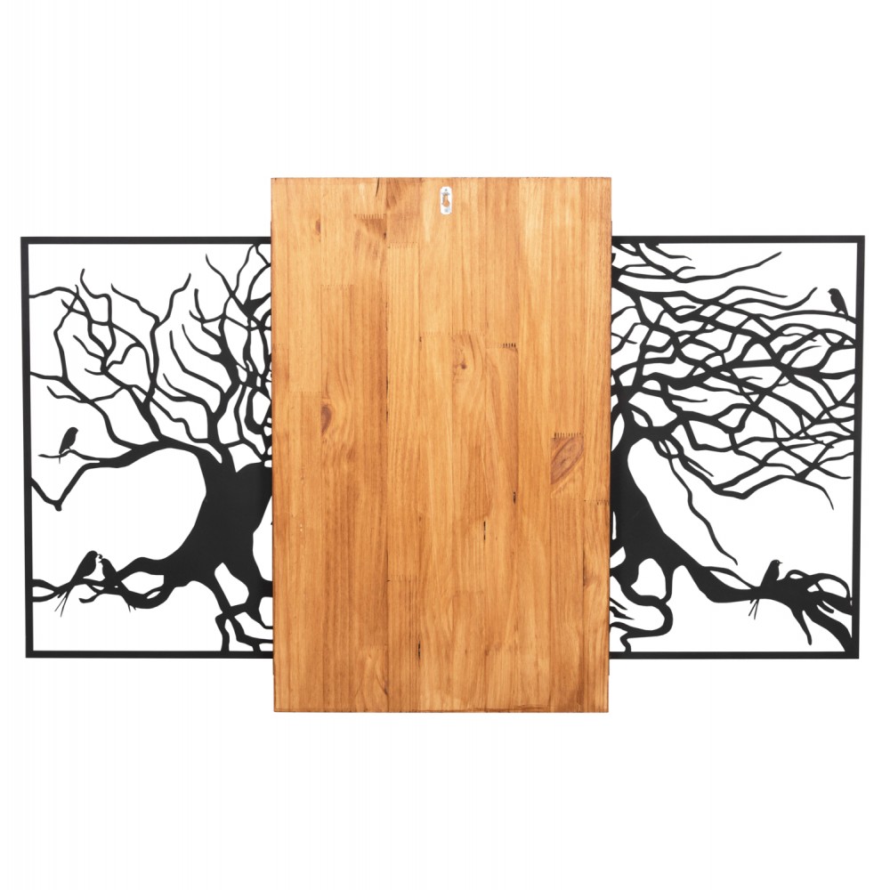 Διακοσμητικό τοίχου από φύλλα μετάλλου/ξύλο σε χρώμα μαύρο/φυσικό 125.5x3x79