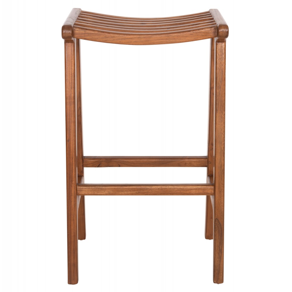 Σκαμπό μπαρ ''BUNDY'' από ξύλο teak σε χρώμα καρυδί 45x40x75