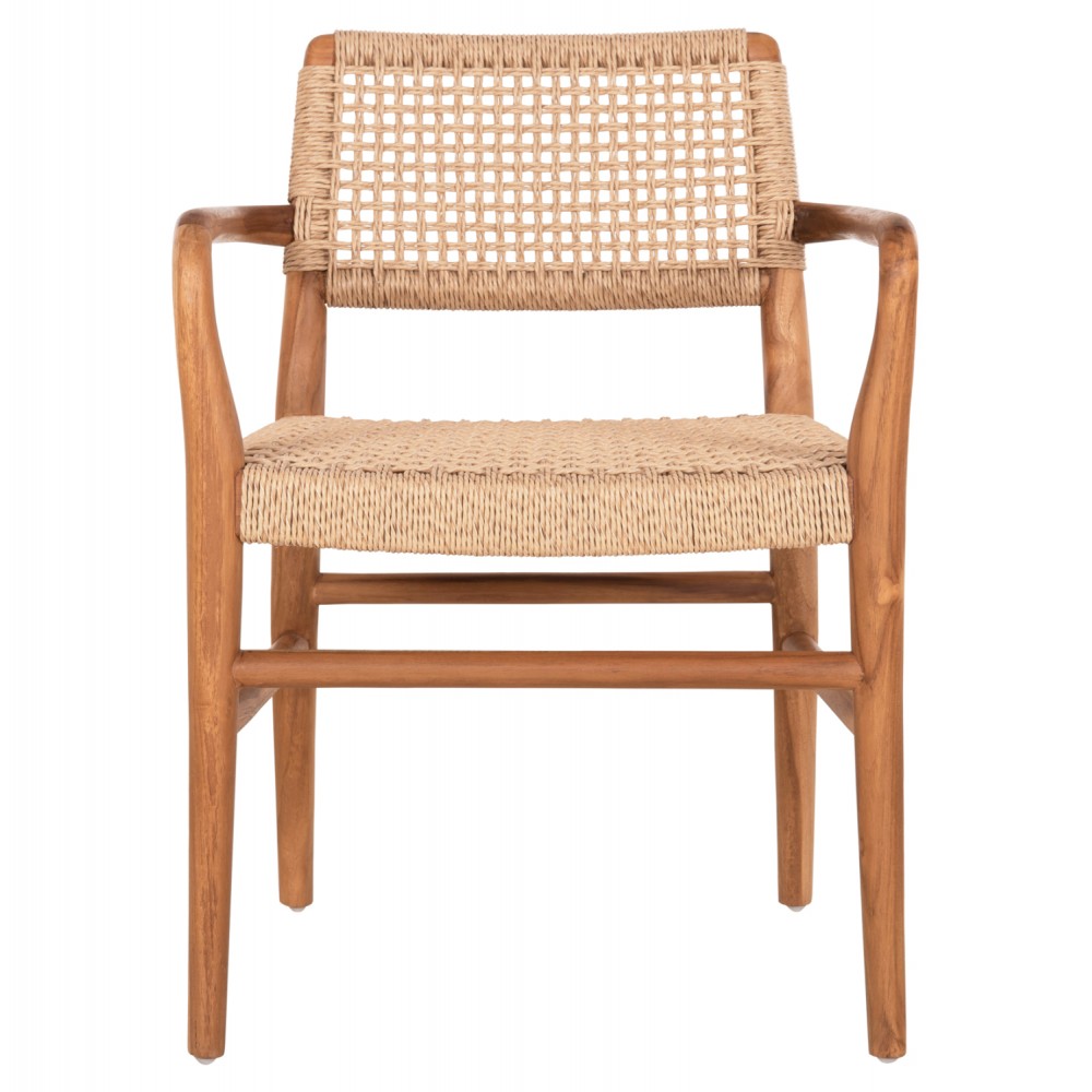 Πολυθρόνα ''ROSCO'' από ξύλο/σχοινί σε χρώμα φυσικό/μπεζ  56x54.5x78