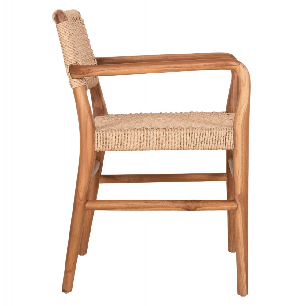 Πολυθρόνα ''ROSCO'' από ξύλο/σχοινί σε χρώμα φυσικό/μπεζ  56x54.5x78