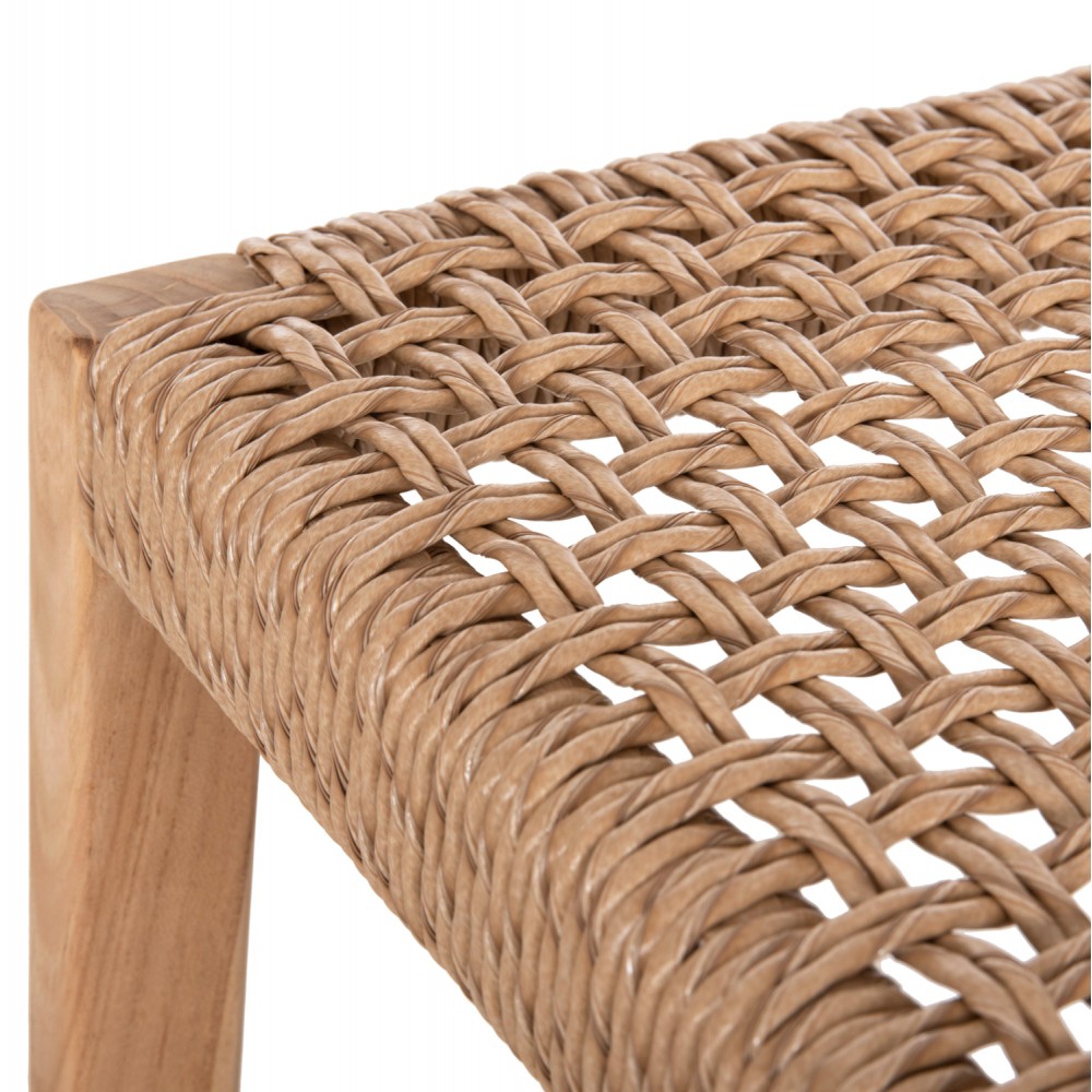 Σκαμπό μπαρ με πλάτη ''PLERED'' από ξύλο/σχοινί σε χρώμα φυσικό/μπεζ 40x45x100