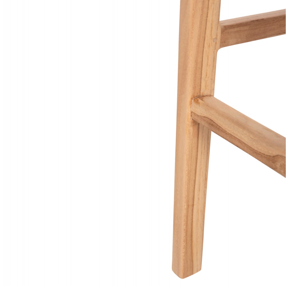 Σκαμπό μπαρ με πλάτη ''PLERED'' από ξύλο/σχοινί σε χρώμα φυσικό/μπεζ 40x45x100