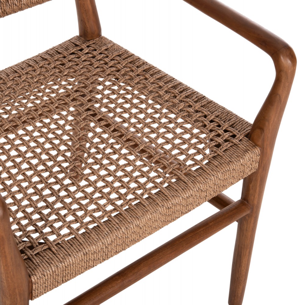 Πολυθρόνα '' ROSCO'' από ξύλο/σχοινί σε χρώμα καρυδί/καφέ 56x54.5x78