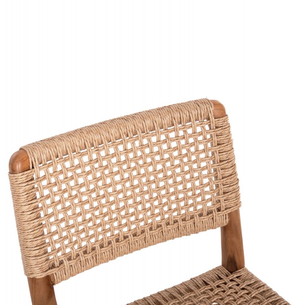 Καρέκλα ''ROSCO'' από ξύλο/σχοινί σε χρώμα φυσικό/μπεζ 46x55x79