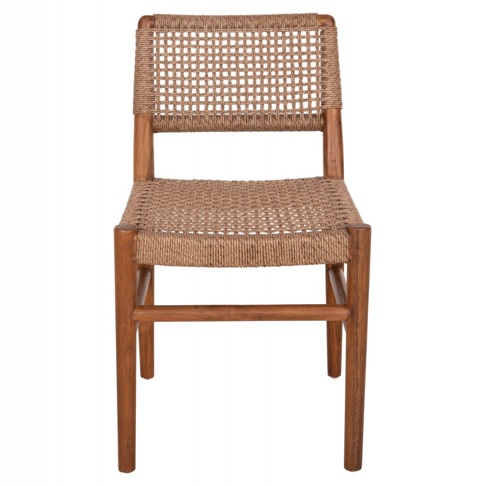 Καρέκλα ''ROSCO'' από ξύλο/σχοινί σε χρώμα καρυδί/καφέ 46x55x79