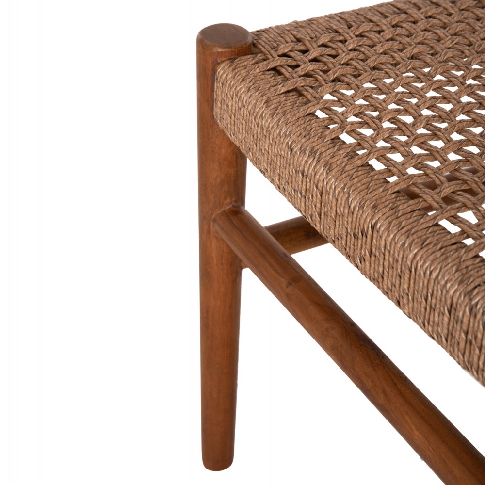 Καρέκλα ''ROSCO'' από ξύλο/σχοινί σε χρώμα καρυδί/καφέ 46x55x79