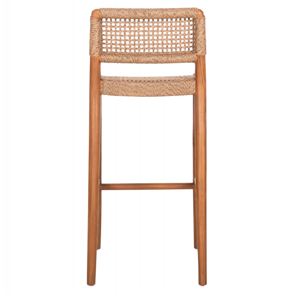 Σκαμπό μπαρ ''ROSCO'' από ξύλο/σχοινί σε χρώμα καρυδί/καφέ 47x52x100