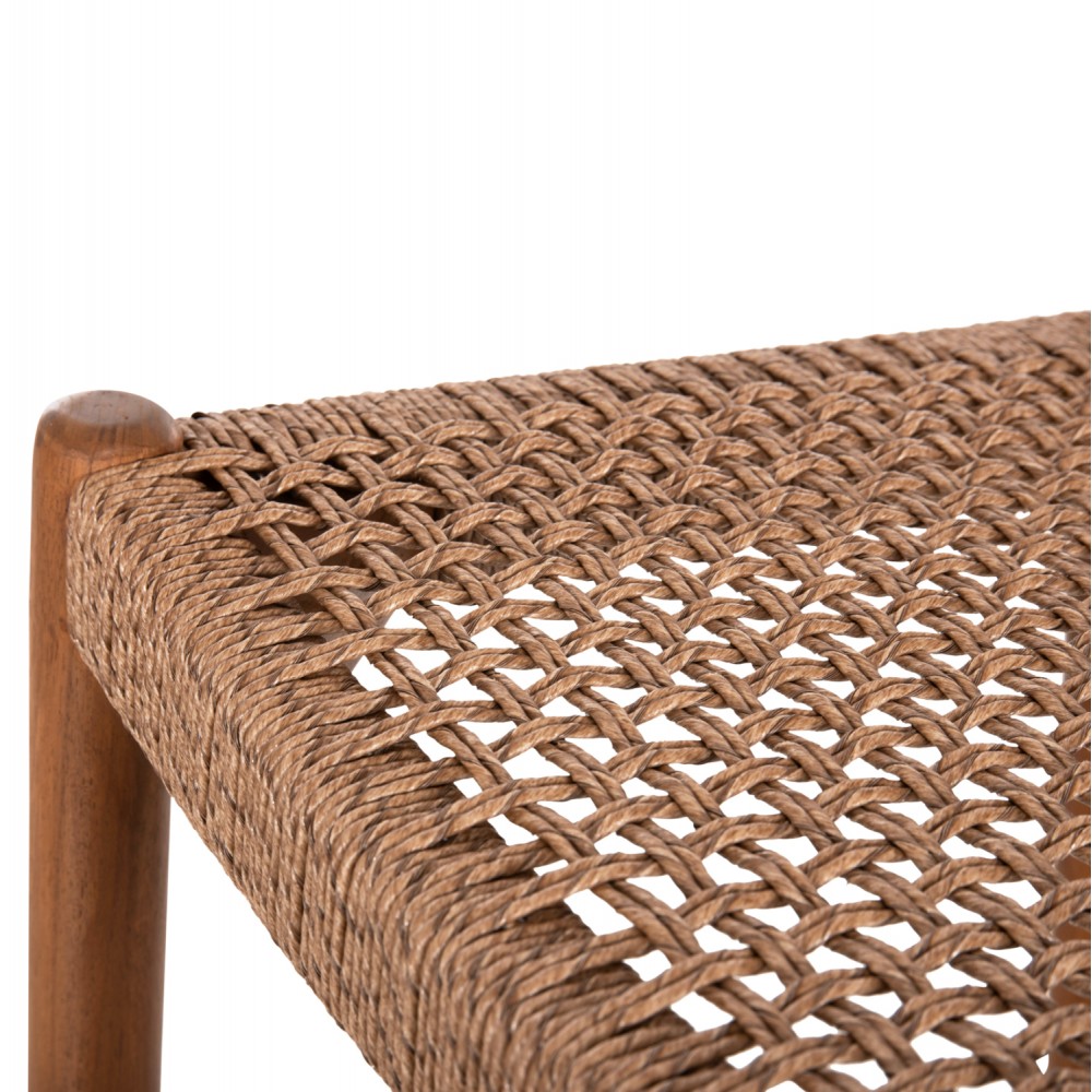 Σκαμπό μπαρ ''ROSCO'' από ξύλο/σχοινί σε χρώμα καρυδί/καφέ 47x52x100