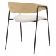 Πολυθρόνα τραπεζαρίας ''KORIN'' από μέταλλο/ύφασμα/ξύλο σε χρώμα μαύρο/μπεζ/φυσικό 54x51x72,5