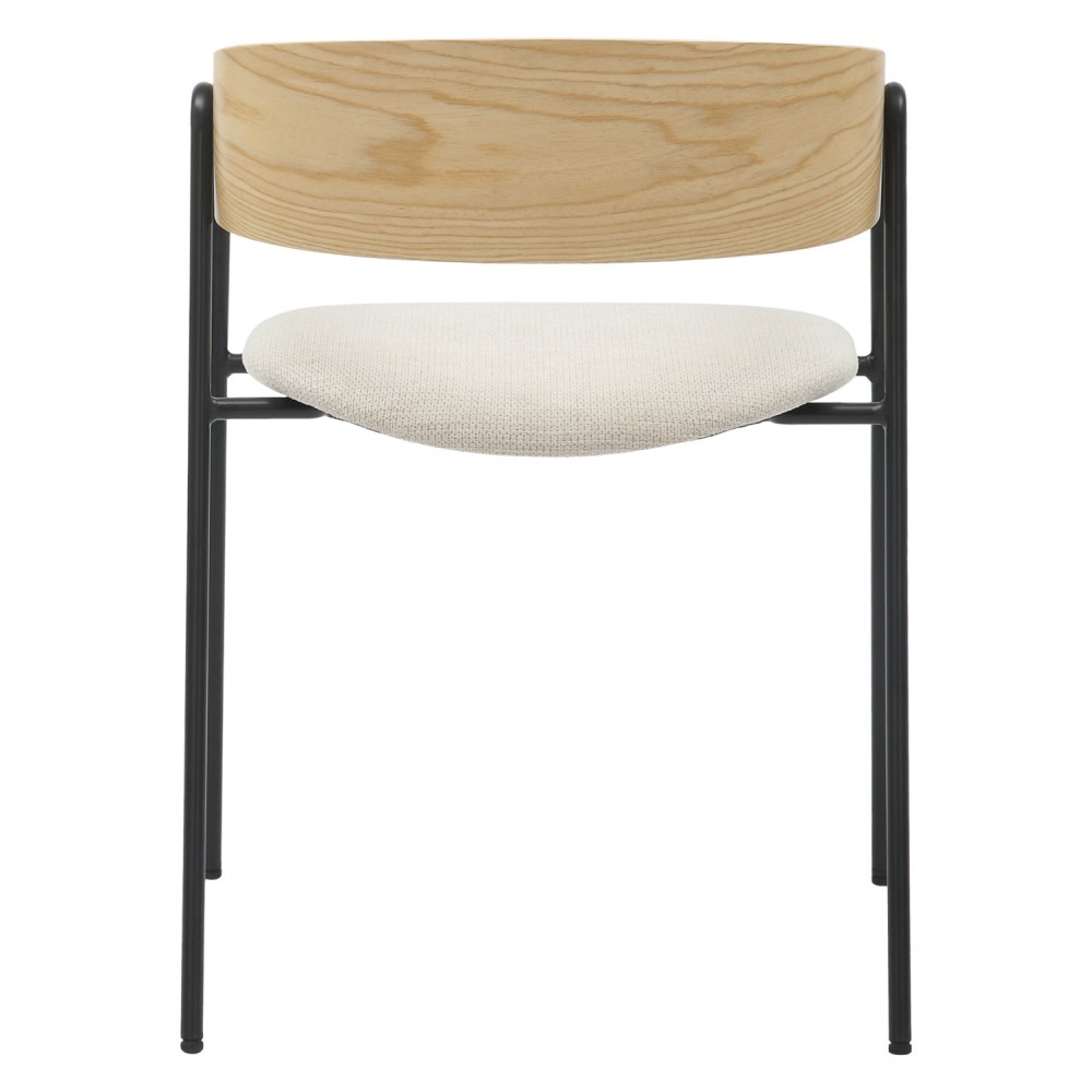 Πολυθρόνα τραπεζαρίας ''KORIN'' από μέταλλο/ύφασμα/ξύλο σε χρώμα μαύρο/μπεζ/φυσικό 54x51x72,5