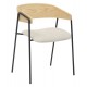 Πολυθρόνα τραπεζαρίας ''KORIN'' από μέταλλο/ύφασμα/ξύλο σε χρώμα μαύρο/μπεζ/φυσικό 54x51x72,5