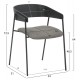 Πολυθρόνα τραπεζαρίας ''KORIN'' από μέταλλο/ξύλο/ύφασμα σε χρώμα μαύρο/γκρι 54x51x72,5