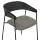 Πολυθρόνα τραπεζαρίας ''KORIN'' από μέταλλο/ξύλο/ύφασμα σε χρώμα μαύρο/γκρι 54x51x72,5