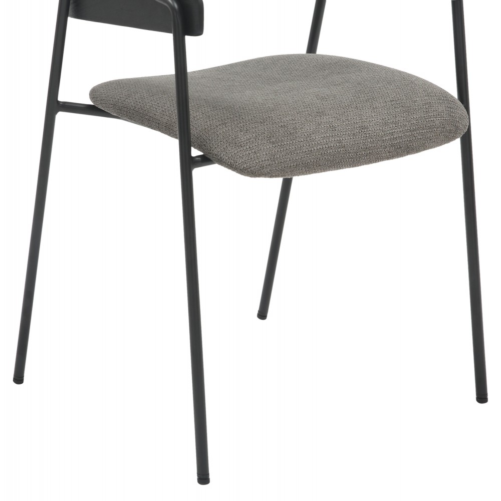 Πολυθρόνα τραπεζαρίας ''KORIN'' από μέταλλο/ξύλο/ύφασμα σε χρώμα μαύρο/γκρι 54x51x72,5