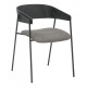 Πολυθρόνα τραπεζαρίας ''KORIN'' από μέταλλο/ξύλο/ύφασμα σε χρώμα μαύρο/γκρι 54x51x72,5