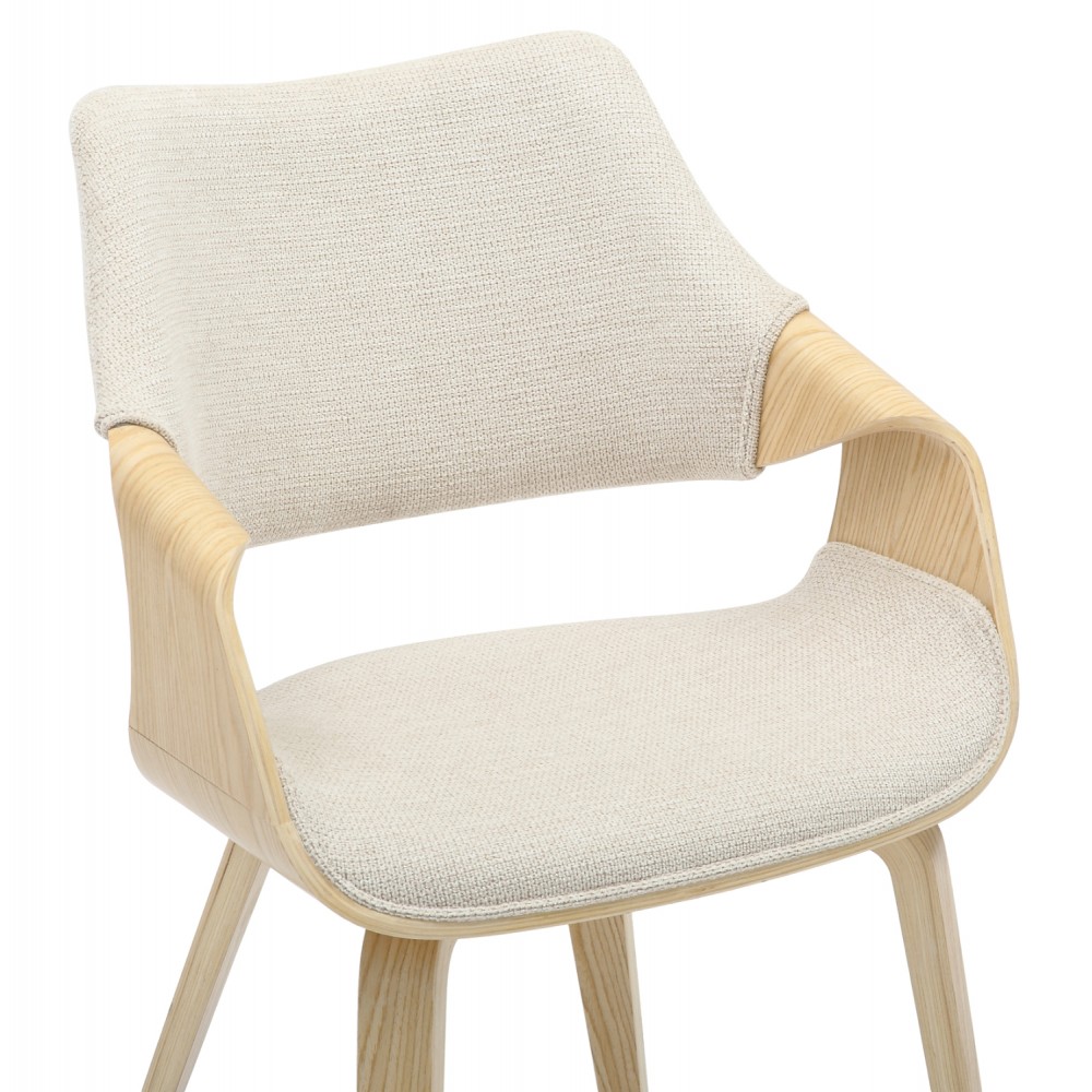 Πολυθρόνα τραπεζαρίας ''NETTO'' από ξύλο/ύφασμα σε χρώμα όακ/μπεζ 55x56x83.5