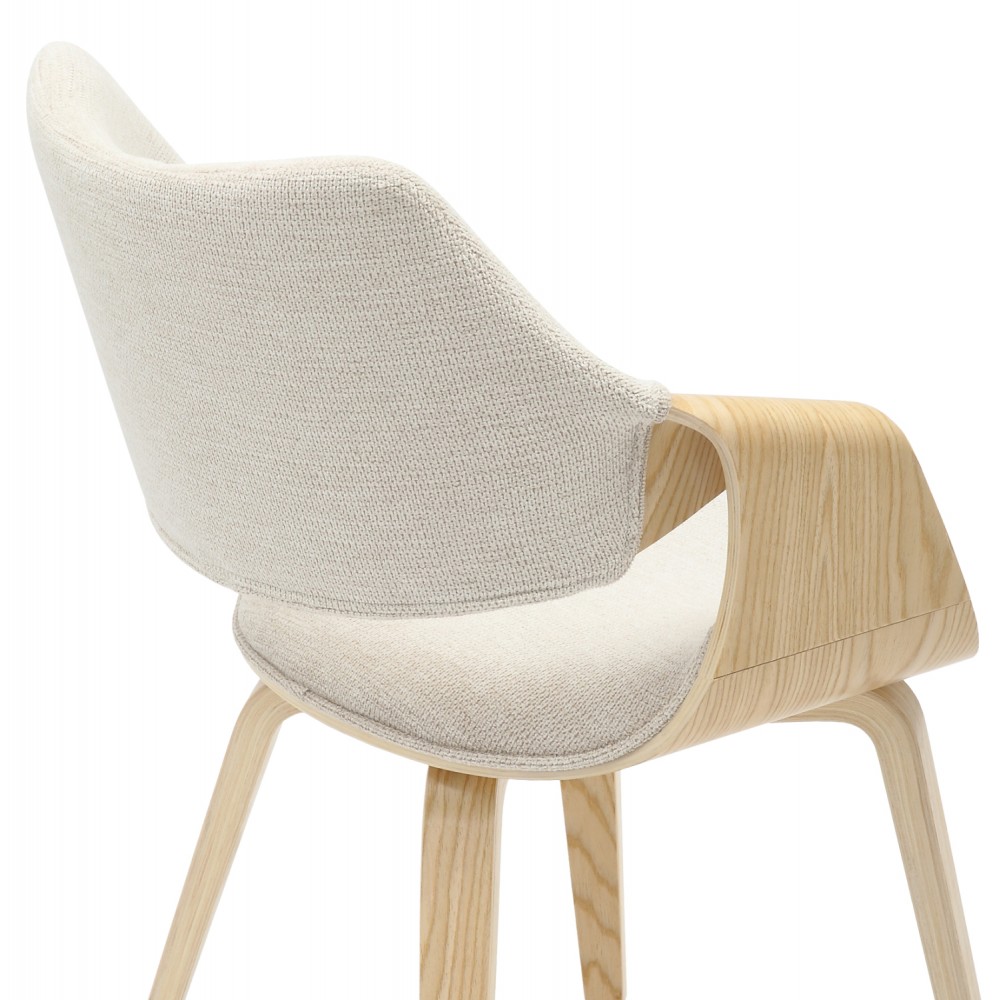 Πολυθρόνα τραπεζαρίας ''NETTO'' από ξύλο/ύφασμα σε χρώμα όακ/μπεζ 55x56x83.5