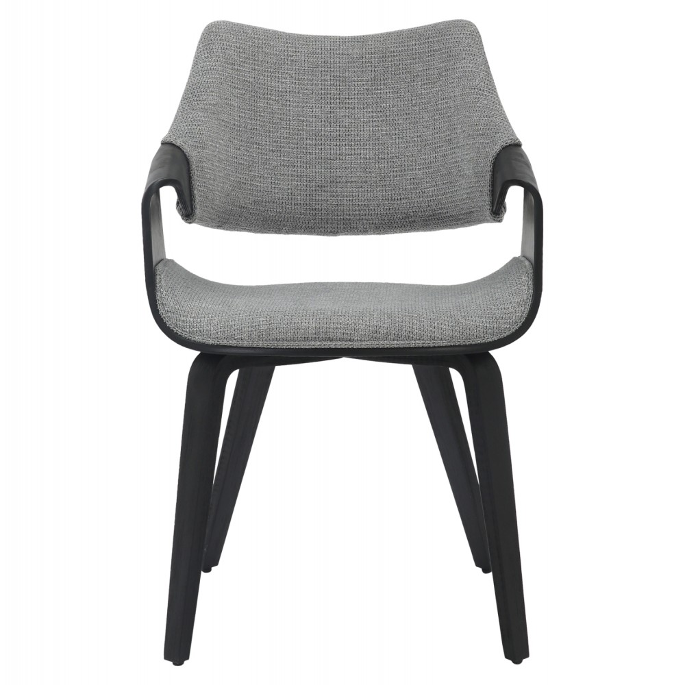 Πολυθρόνα τραπεζαρίας ''NETTO'' από ξύλο/ύφασμα σε χρώμα μαύρο/γκρι 55x56x83.5