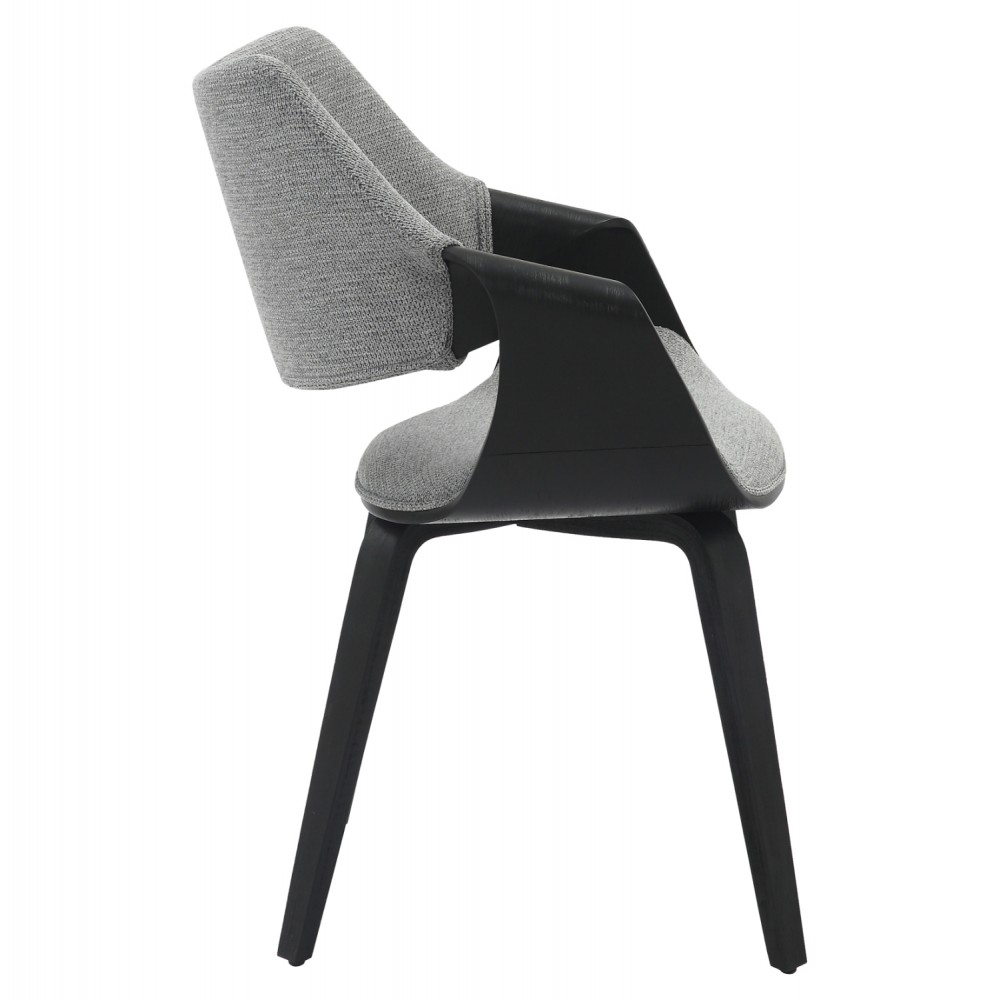 Πολυθρόνα τραπεζαρίας ''NETTO'' από ξύλο/ύφασμα σε χρώμα μαύρο/γκρι 55x56x83.5