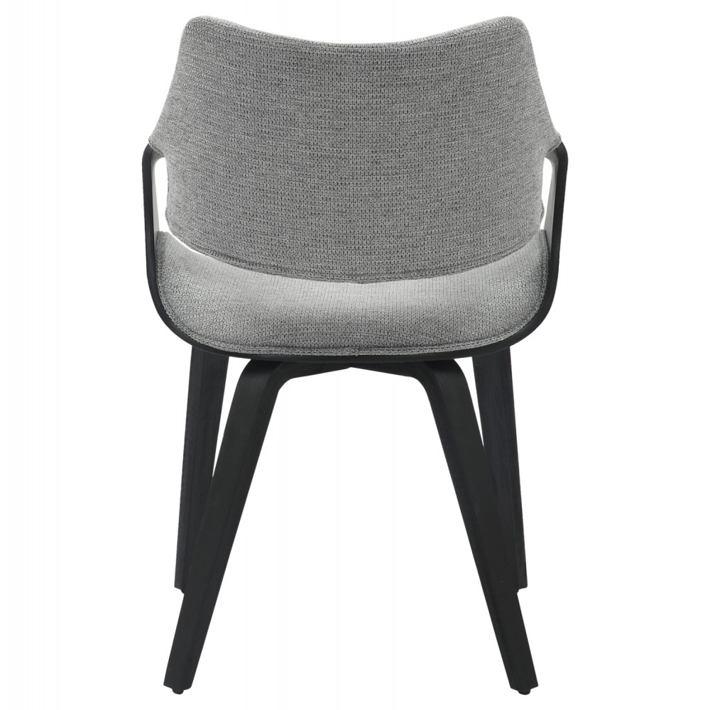 Πολυθρόνα τραπεζαρίας ''NETTO'' από ξύλο/ύφασμα σε χρώμα μαύρο/γκρι 55x56x83.5