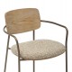Πολυθρόνα τραπεζαρίας ''VIKKI'' από μέταλλο/ύφασμα σε χάλκινο/μπεζ 54x54x75,5