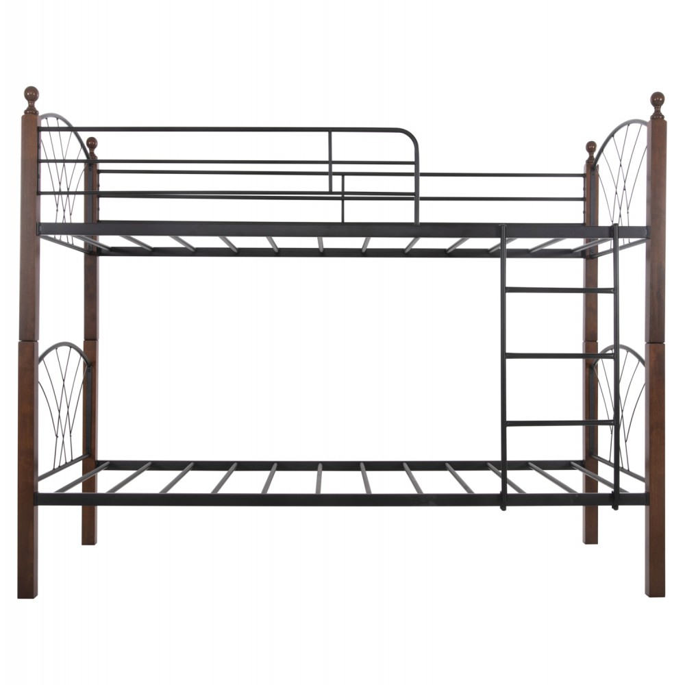 Κουκέτα κρεβάτι ''STOREY'' από μέταλλο/rubberwood σε χρώμα μαύρο/καρυδί 200x90x158