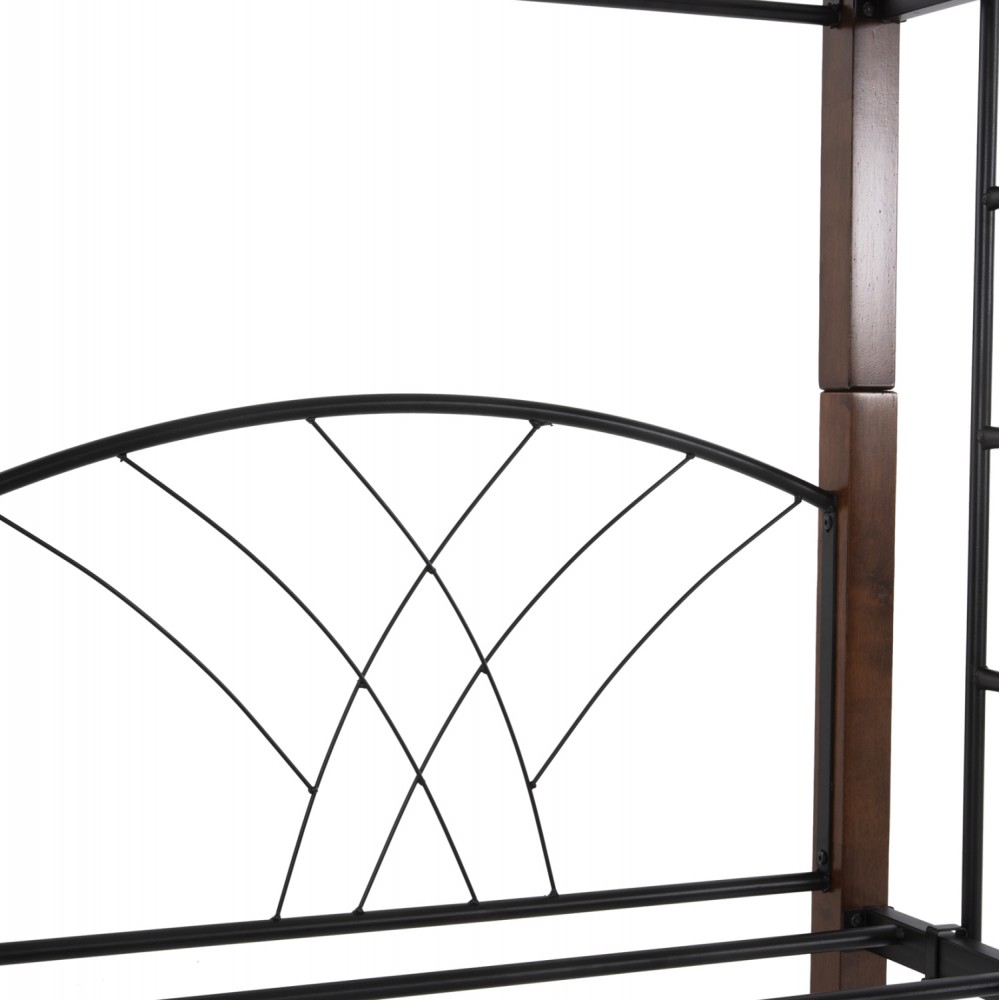 Κουκέτα κρεβάτι ''STOREY'' από μέταλλο/rubberwood σε χρώμα μαύρο/καρυδί 200x90x158