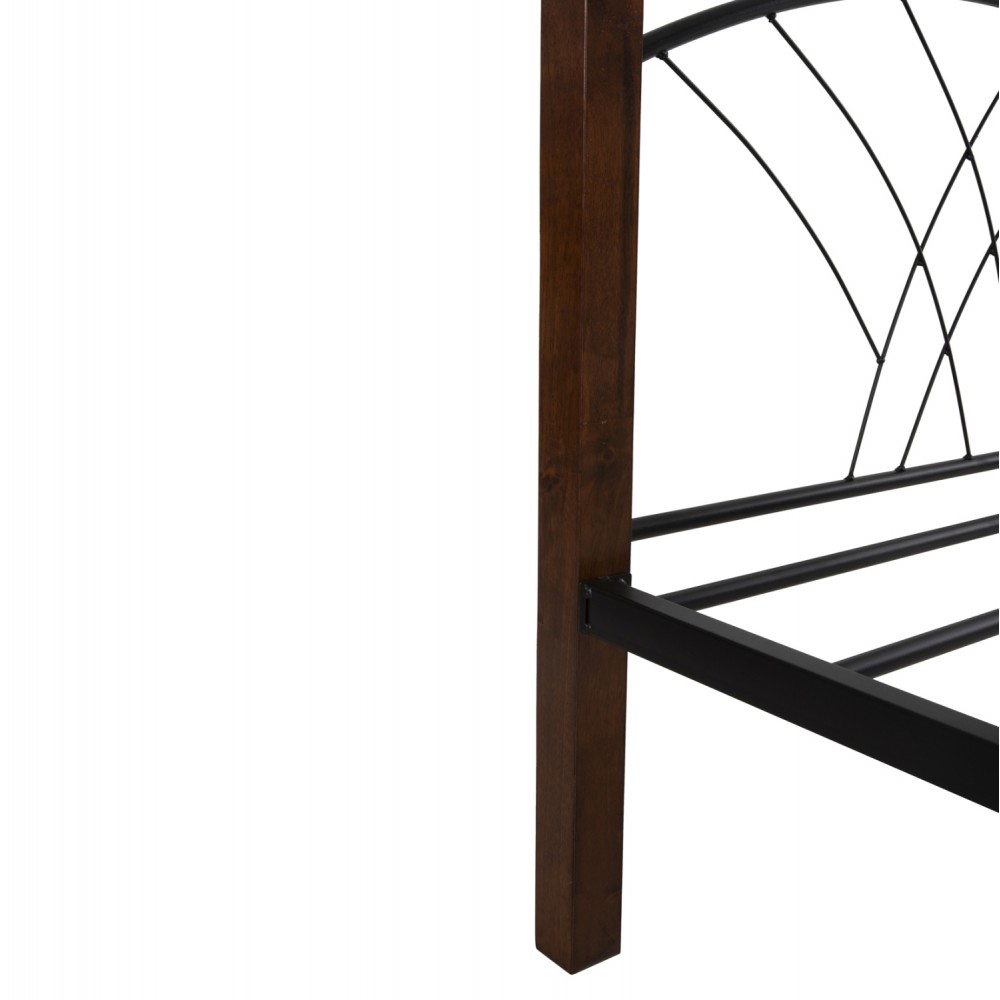 Κουκέτα κρεβάτι ''STOREY'' από μέταλλο/rubberwood σε χρώμα μαύρο/καρυδί 200x90x158