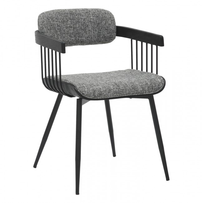 Πολυθρόνα τραπεζαρίας '' LANG'' από μέταλλο/ύφασμα σε χρώμα μαύρο/γκρι 52x52x76