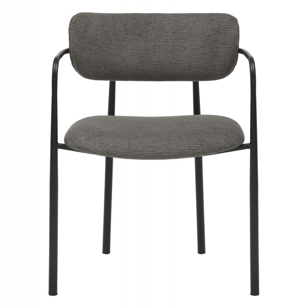 Πολυθρόνα τραπεζαρίας ''KRITTER'' από μέταλλο/ύφασμα σε χρώμα μαύρο/σκούρο γκρι 58x53x76