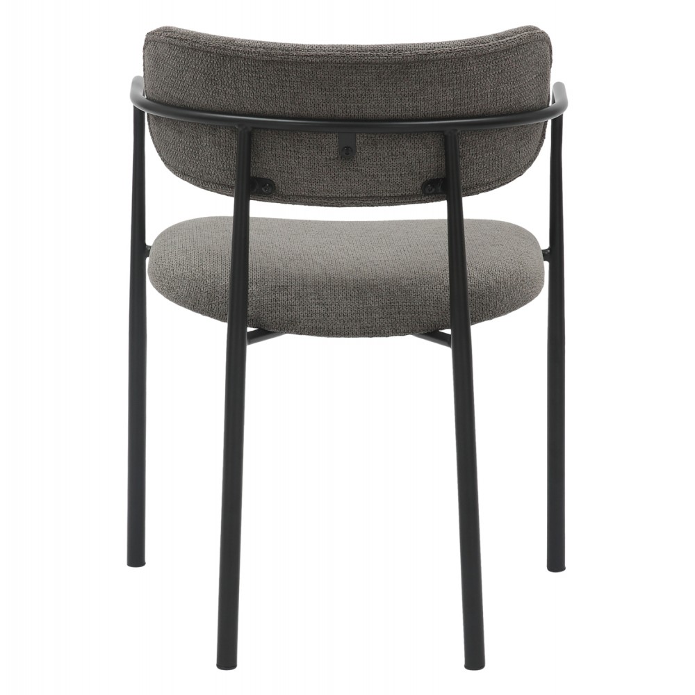 Πολυθρόνα τραπεζαρίας ''KRITTER'' από μέταλλο/ύφασμα σε χρώμα μαύρο/σκούρο γκρι 58x53x76