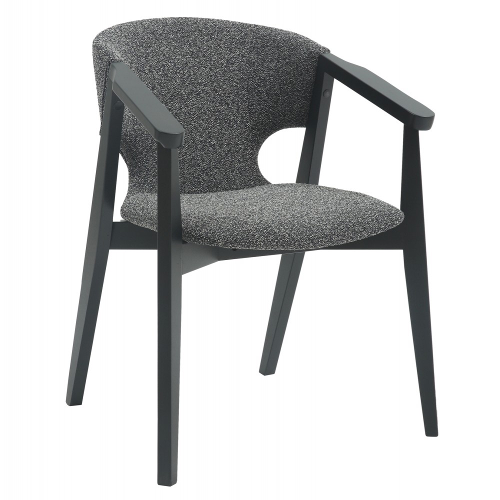 Πολυθρόνα ''YEGER'' από ξύλο/ύφασμα σε χρώμα μαύρο/σκούρο γκρι 59x58x78